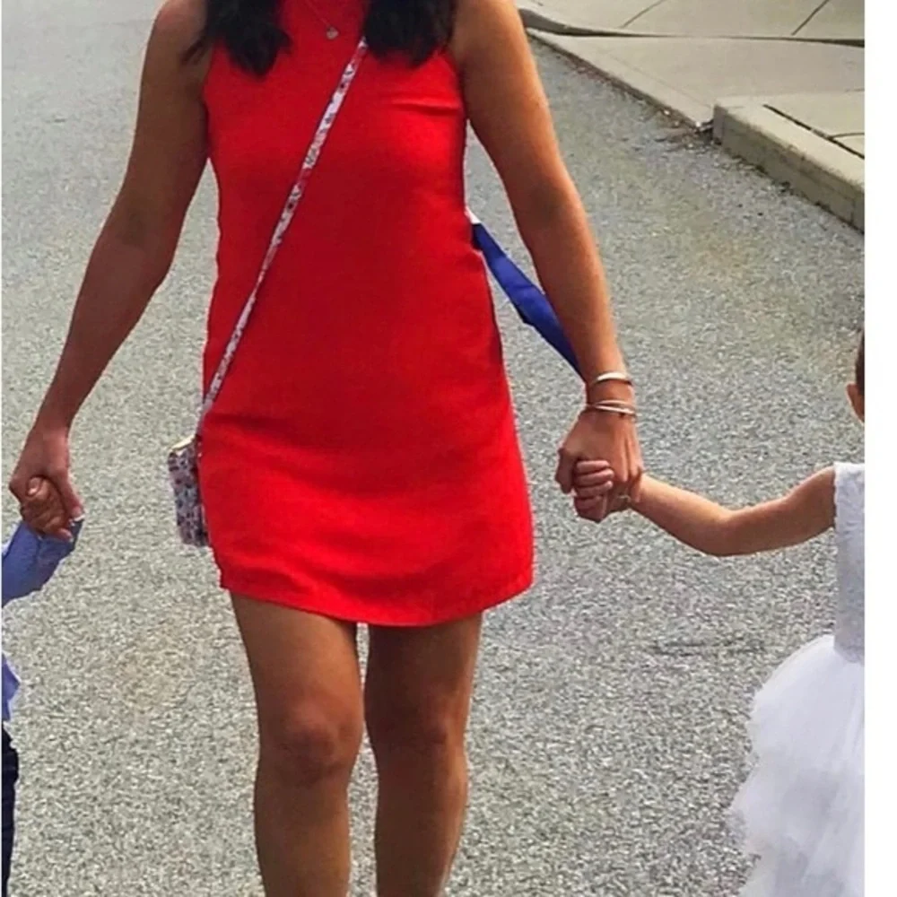 LULU’S Joyful Red Orange Multi Stripe Tie-Back Mini Dress Size Small, Like New - Picture 12 of 15